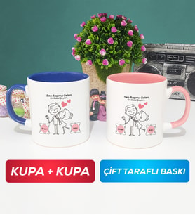 İkili Sen Başıma Gelen En Güzel Şeysin Sevgililer Günü Hediyesi Kupa Bardak Lacivert Pembe