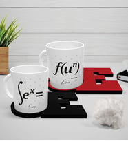 BK Gift Kişiye Özel Sevgili İkili Beyaz Kupa ve Harfli Bardak Altlığı Seti - 3
