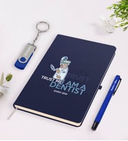 BK Gift Kişiye Özel Diş Hekimi Temalı Lacivert Defter Kalem 32gb USB Bellek Hediye Seti-3 (Model 1)
