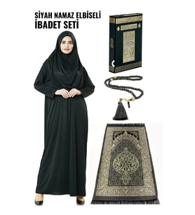 Siyah Namaz Elbiseli İbadet Seti