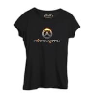 Overwatch - Logo Siyah Kadın Tshirt