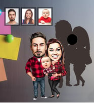 Kişiye Özel Aile Karikatürlü Ahşap Magnet Mod-6
