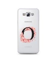 Pembe Çiçekli Harf Tasarım Süper Şeffaf Silikon Telefon Kılıfı Samsung E7 O-Harf