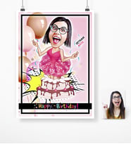 BK Gift Kişiye Özel Doğum Günü Karikatür Afiş Poster 50 X 70 Cm 4