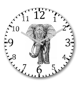 Elefante Fil Duvar Saati Bombeli Gercek Cam