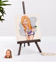 BK Gift Kişiye Özel Kadın Karikatürlü Şovaleli Doğal Taş-36 (Beyaz)