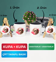 İkili Siyah Siyah Sevgiliye Sevgililer Günü Hediyesi 8 Kupa Bardak Anahtarlık