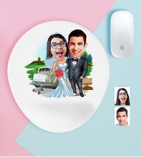 BK Gift Kişiye Özel Evleniyoruz Karikatürlü Bilek Destekli Mouse Pad-1 (Beyaz)