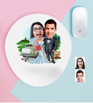 BK Gift Kişiye Özel Evleniyoruz Karikatürlü Bilek Destekli Mouse Pad-1 (Beyaz)