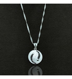 Ying Yang Model Elişçiliği Telkari Gümüş Bayan Kolye