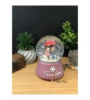 Romantik Sevgili Çift True Love Kendinden Püskürtmeli Büyük Boy Kar Küresi (Pembe)