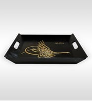 BK Gift Kişiye Özel Osmanlı Tuğralı Ahşap Sunum Tepsisi