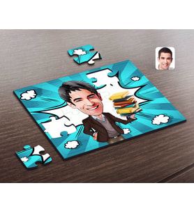 BK Gift Kişiye Özel Erkek Öğretmen Karikatürlü Ahşap Puzzle-1