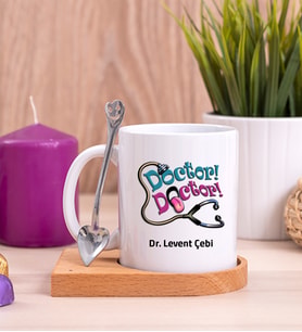 Doktor Doktor Ahşap Altlıklı Beyaz Kupa Bardak