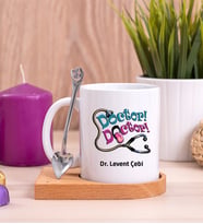 Doktor Doktor Ahşap Altlıklı Beyaz Kupa Bardak