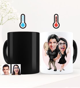 BK Gift Kişiye Özel Sevgililer Karikatürlü Sihirli Kupa Bardak - 18