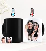 BK Gift Kişiye Özel Sevgililer Karikatürlü Sihirli Kupa Bardak - 18