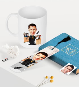 BK Gift Kişiye Özel Bay Avukat Karikatürlü Kupa ve Kitap Ayracı Seti - 3 (Model 1)
