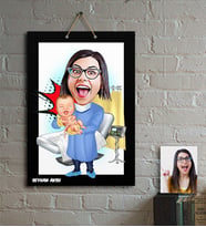 BK Gift Kişiye Özel Bayan Ebe Karikatür Ahşap Tablo  1