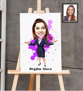Kişiye Özel Öğretmen Karikatürlü  Ahşap Tablo 30x47 Bayan-4