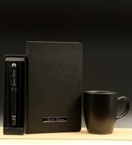 Kişiye Özel Siyah Mat Metal Roller Kalem& Siyah Termo Defter& Siyah Mat Kupa Hediye Seti