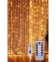 Perde Led-  3x3 Metre - 8 Fonksiyonlu - USB +  Kancalı (Karışık)