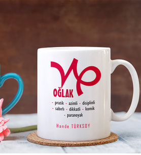 BK Gift Kişiye Özel Oğlak Burcu Beyaz Kupa Bardak