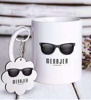 BK Gift Kişiye Özel Mesleki Menajer Beyaz Kupa ve Anahtarlık Hediye Seti (Model 1)