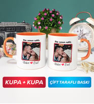İkili Sevgiliye Sevgililer Günü Hediyesi 9 Kupa Bardak Turuncu