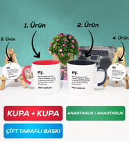 İkili Kırmızı Siyah Çiftlere Özel Eş Kupa Bardak Anahtarlık