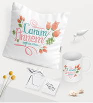BK Gift Kişiye Özel Canım Annem Beyaz Kupa Ayna Yastık Seti - 13 (Model 1)