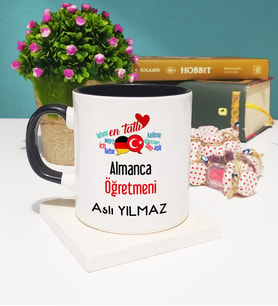Mesajlı Almanca Öğretmeni Kupa Bardak Siyah