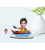 BK Gift Kişiye Özel Erkek Kanocu Karikatürlü Ahşap Biblo Model-1 (Beyaz)