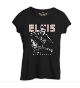 Elvis Presley - The Legend Siyah Kadın Tshirt