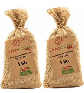 2 Adet 1 kg Taş Değirmende Öğütülmüş Kristal Kaya Tuzu