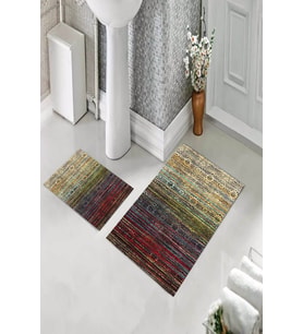 Banyo Halısı Ikili Klozet Takımı Kaymaz Tabanlı (60 xm x 100 cm + 40 cm x 60 cm) 