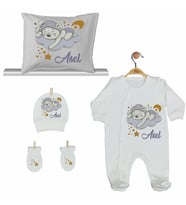Pia Baby GL 2002 İsme Özel Ayıcıklı Yastık Tulum Set