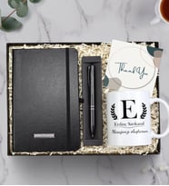 Kişiye Özel Mesajlı Kupa & İsme Özel Defter & Kalem Hediye Seti (Siyah) (Model 3)