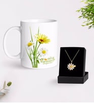 BK Gift Kişiye Özel Papatya Temalı En İyi Öğretmen Kupa Ve Papatya Kolye Hediye Seti-11 (Model 1)