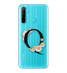 Papatya Harf Tasarım Süper Şeffaf Silikon Telefon Kılıfı Oppo Realmi 6i Q-Harfi