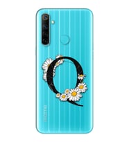 Papatya Harf Tasarım Süper Şeffaf Silikon Telefon Kılıfı Oppo Realmi 6i Q-Harfi