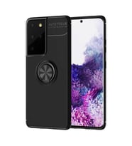 Galaxy S21 Ultra Kılıf Zore Ravel Yüzüklü Silikon Kılıf (Siyah)