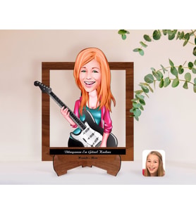 BK Gift Kişiye Özel Kadınlar Günü Dünyanın En Güzel Kadını Karikatürlü Ahşap Standlı 3D Biblo-10 (Beyaz)