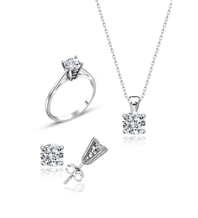 Swarovski Taşlı " TEK TAŞ " Model Tasarım Gümüş Set