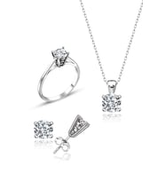 Swarovski Taşlı " TEK TAŞ " Model Tasarım Gümüş Set