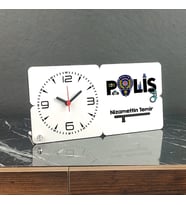 Polise Hediye Ahşap Masa Saati 001