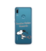 Snoopy Tasarımlı Süper Şeffaf Silikon Telefon Kılıfı Huawei Y6 (Prime) 2019