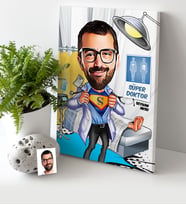 BK Gift Kişiye Özel Bay Doktor Karikatür Kanvas Tablo 30x50cm 2