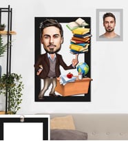 Kişiye Özel Öğretmen Karikatürlü 3D Ahşap Tablo 30x47 Bay-2