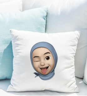 Emoji Kız Tesettürlü Stiker Yastığı